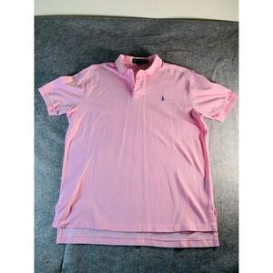 Vintage Polo Ralph Lauren Men's  Polo Shirt lPink Blue Pony Size L